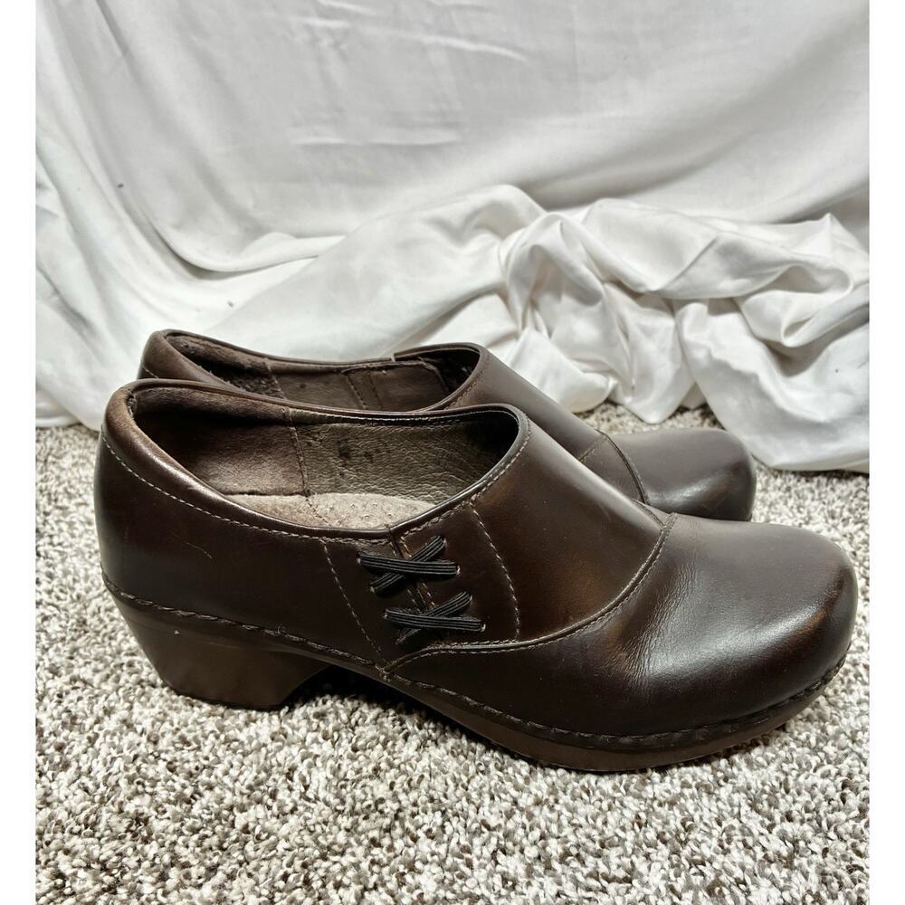DANSKO 'Stacie' Brown Leather 2" Wedge Heel Clogs EUR 37 | US 7 Boho Comfort